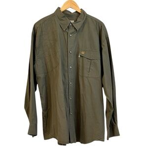 Men's Casual Button Down Shirt - Olive Green